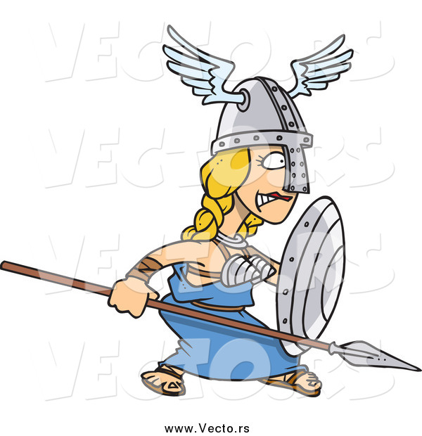 Vector of a Cartoon Tough Goddess Freya
