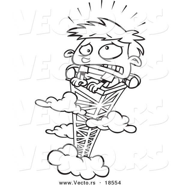 Vector of a Cartoon Tower - Outlined Coloring Page