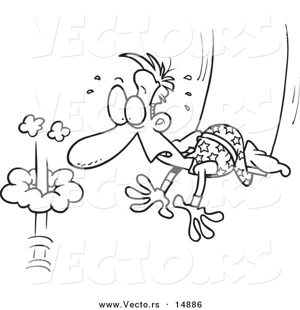 Vector of a Cartoon Trapeze Artist Failing to Grab His Partner - Coloring Page Outline