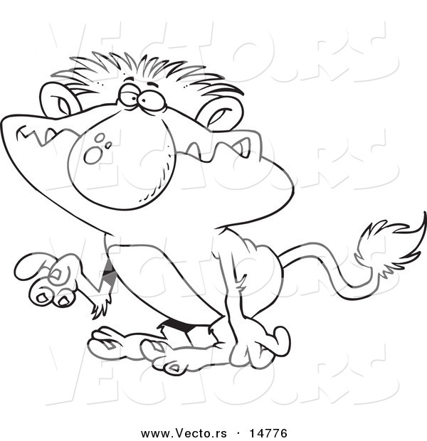 Vector of a Cartoon Troll Gesturing with a Finger - Coloring Page Outline