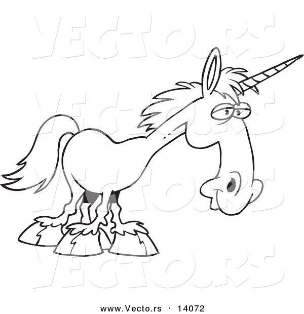 Vector of a Cartoon Unicorn - Coloring Page Outline