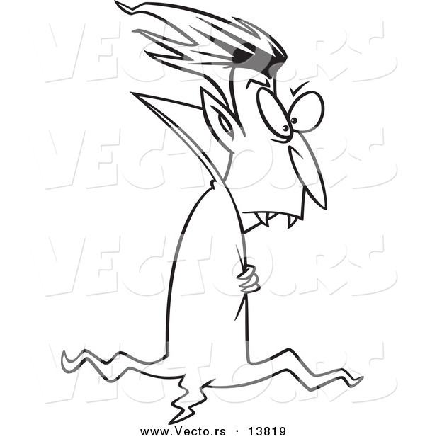 Vector of a Cartoon Vampire Profile - Coloring Page Outline