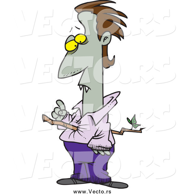Vector of a Cartoon Vampire Stabbed with a Branch
