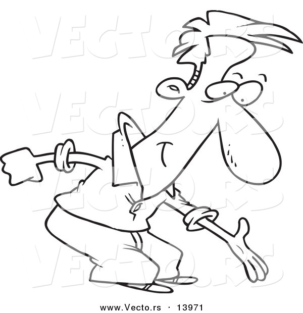 Vector of a Cartoon Volunteer Giving a Helping Hand - Coloring Page Outline