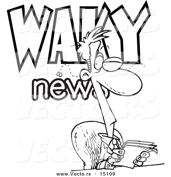 Vector of a Cartoon Waky News Anchor - Coloring Page Outline