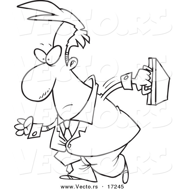 Vector of a Cartoon Walking Businessman - Coloring Page Outline