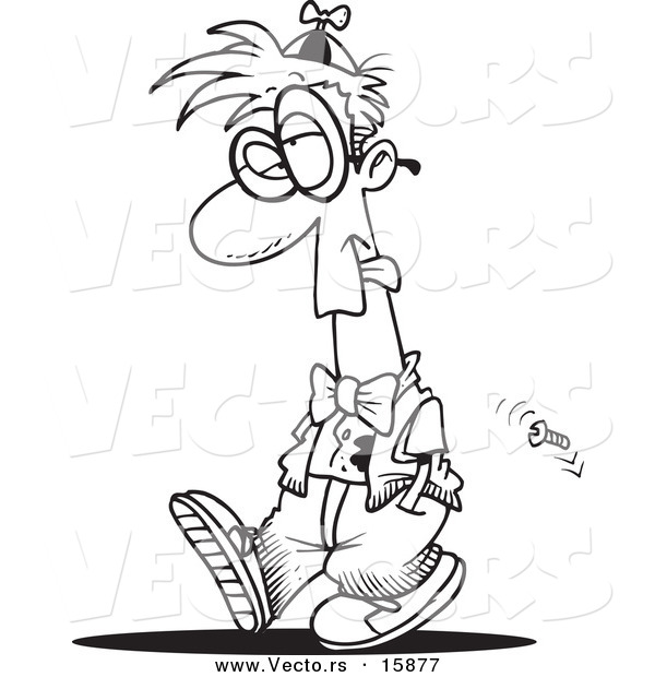Vector of a Cartoon Walking Fool - Outlined Coloring Page Drawing