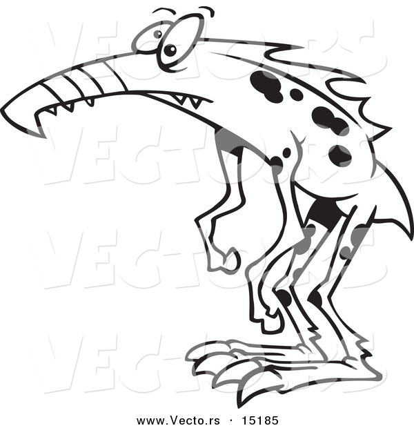 Vector of a Cartoon Weird Monster - Coloring Page Outline