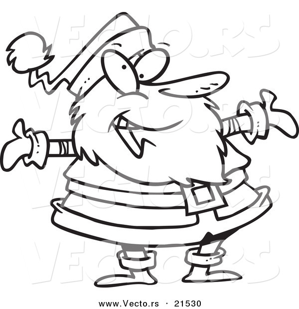 Vector of a Cartoon Welcoming Santa - Outlined Coloring Page