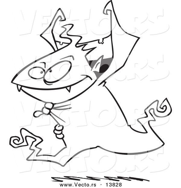 Vector of a Cartoon Young Vampire - Coloring Page Outline