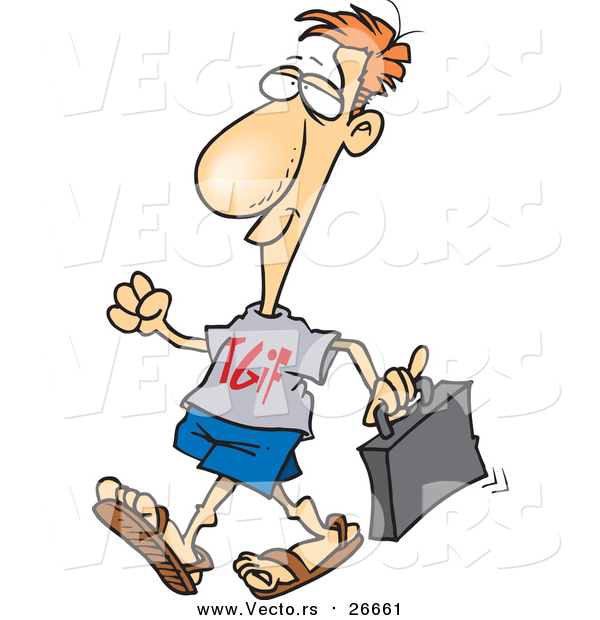 Vector of a Casual Work Day Business-Man Wearing TGIF Shirt - Cartoon Version