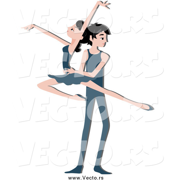 Vector of a Caucasian Ballet Couple Dancing