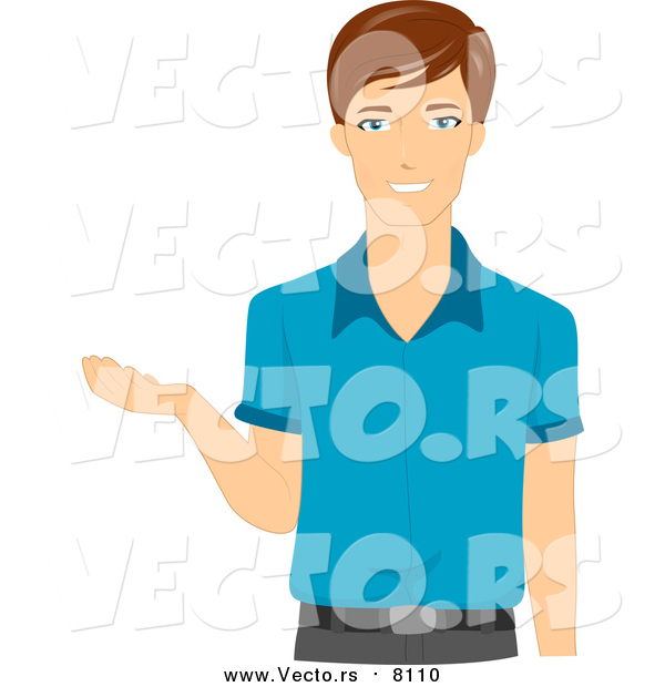 Vector of a Caucasian Male Teacher Gesturing with His Hand