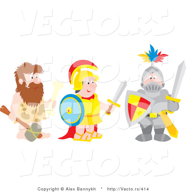 Vector of a Caveman, Soldier, and Knight - 3 Characters