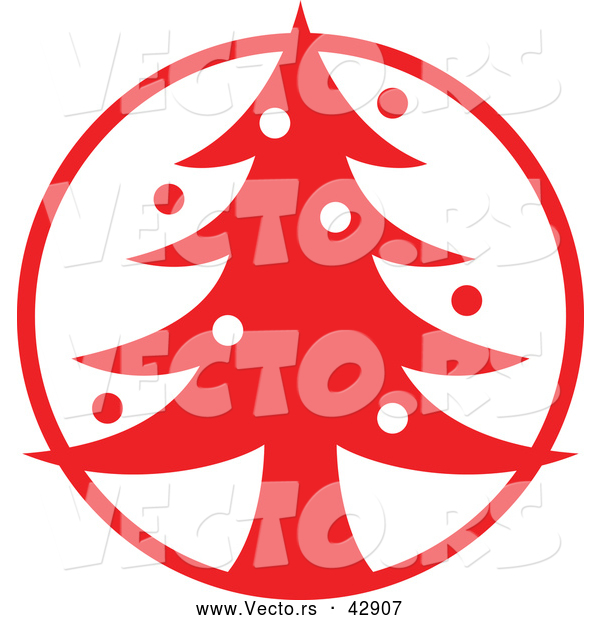 Vector of a Christmas Tree in Red Circle