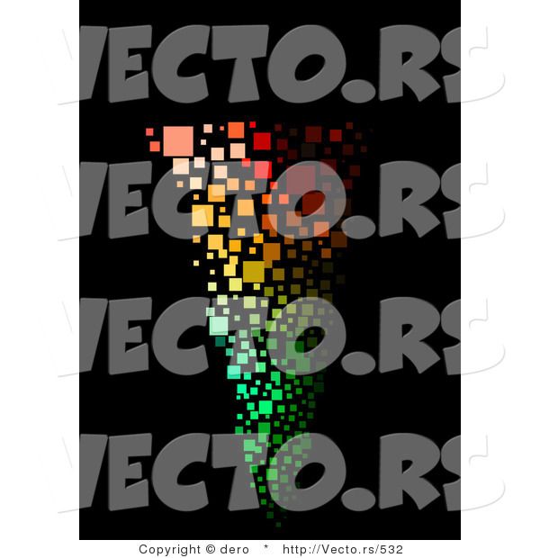 Vector of a Colorful Tornado on a Black Background - Mosaic Style