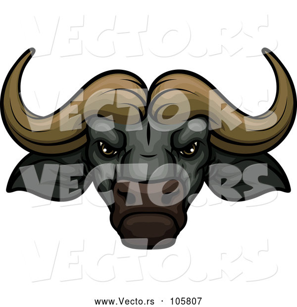 Vector of a Confident Wild Water Buffalo Mascot