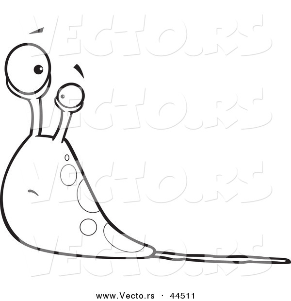 Vector of a Confused Cartoon Slug with Slime - Coloring Page Outline