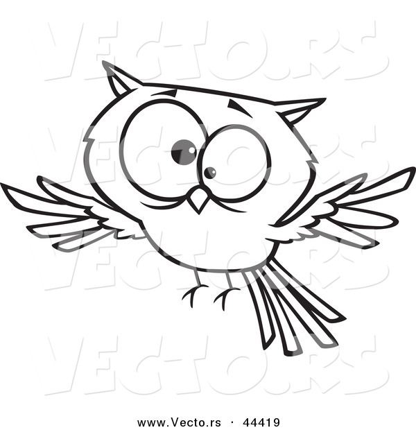 Vector of a Cross Eyed Cartoon Owl - Coloring Page Outline