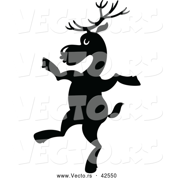 Vector of a Dancing Cartoon Reindeer - Silhouette