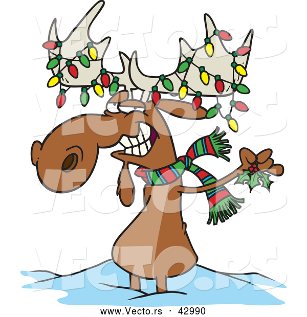 Vector of a Decorated Cartoon Christmas Moose