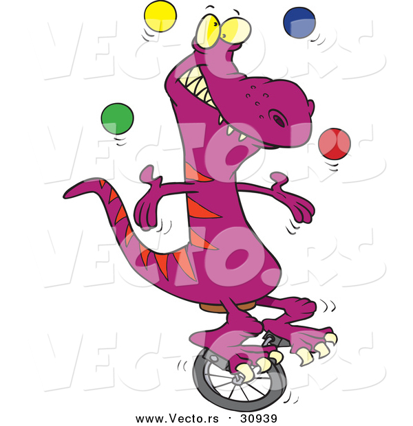 Vector of a Dinosaur Juggling on a Unicycle