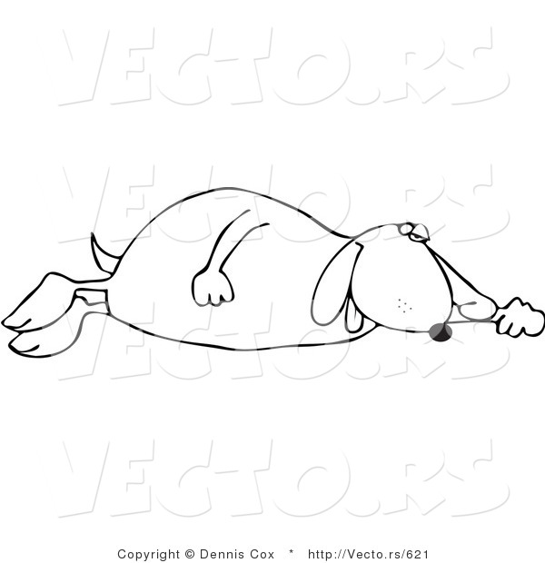 Vector of a Dog Sleeping on Ground Line Drawing by djart 621