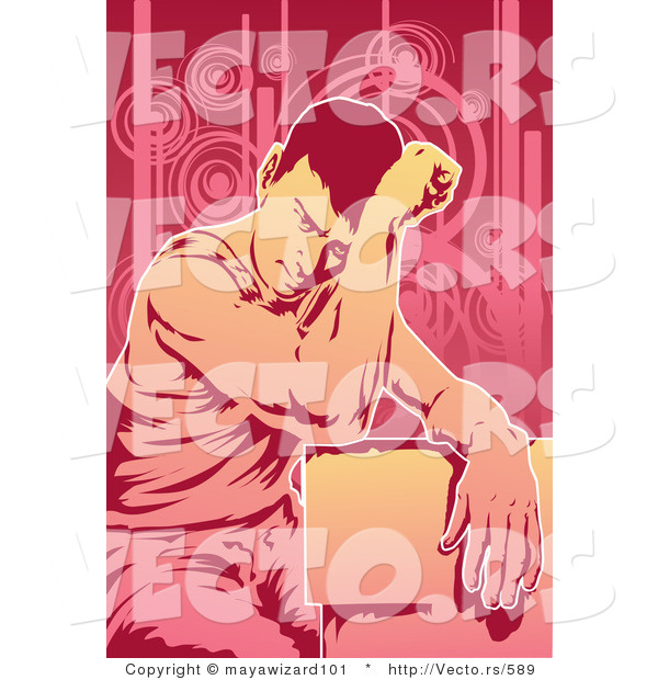 Vector of a Fatigued Young Man Resting on a Ledge
