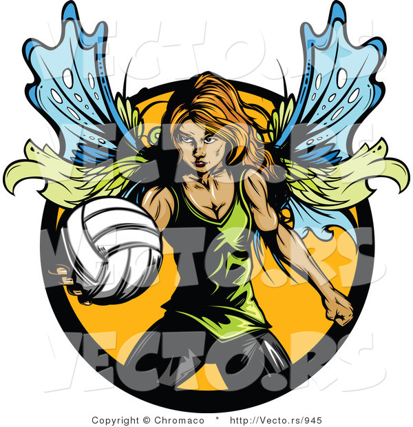 Vector of a Female Fairy with Volleyball