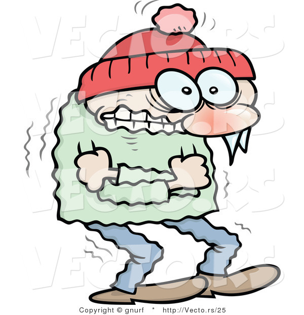Vector of a Freezing Cold Cartoon Guy Shivering to Death