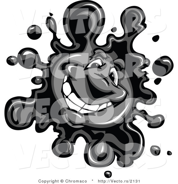 Vector of a Friendly Cartoon Black Ink Splatter Mascot