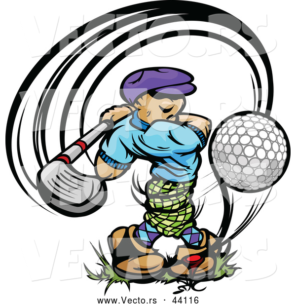 Vector of a Golfer Teeing off with a Great Swing