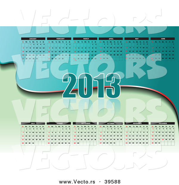 Vector of a Green 2013 Calendar