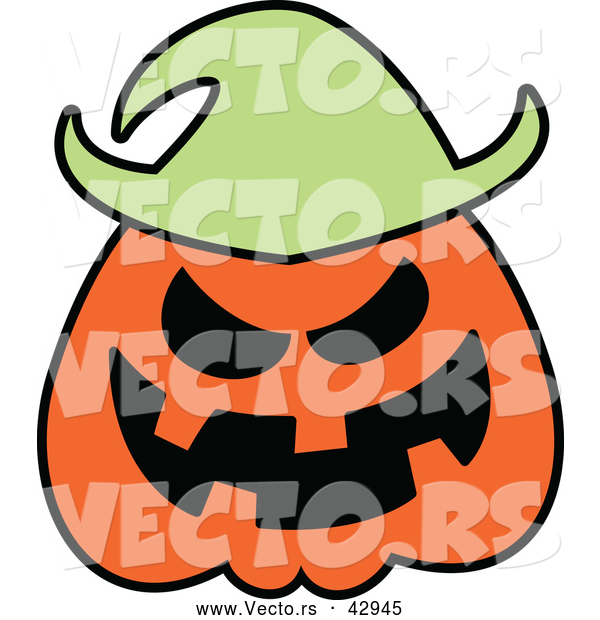 Vector of a Grinning Cartoon Halloween Jackolantern Scarecrow