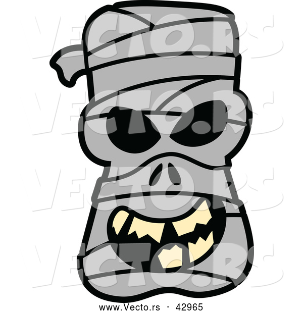 Vector of a Grinning Cartoon Halloween Mummy