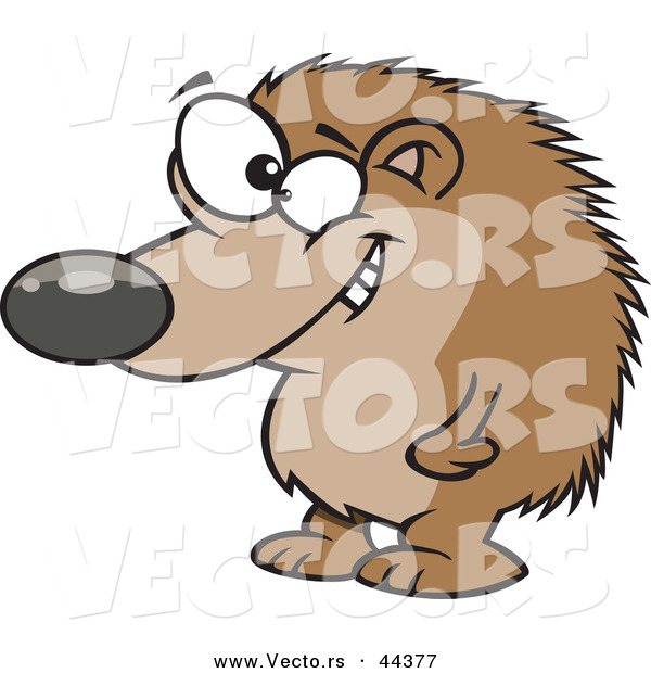 Vector of a Grinning Cartoon Hedgehog Standing and Staring