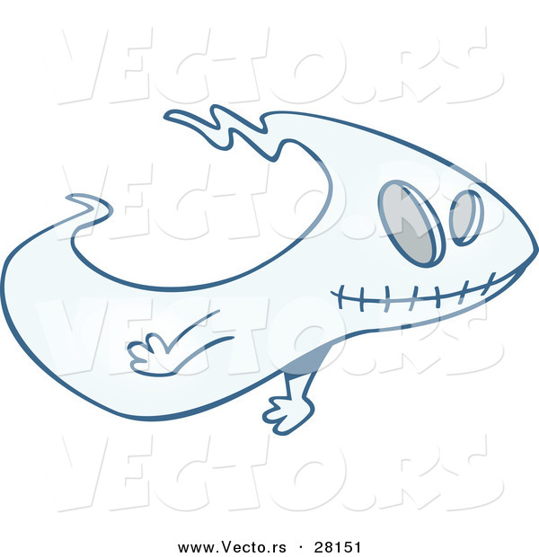 Vector of a Halloween Cartoon Ghost with a Stitched Mouth