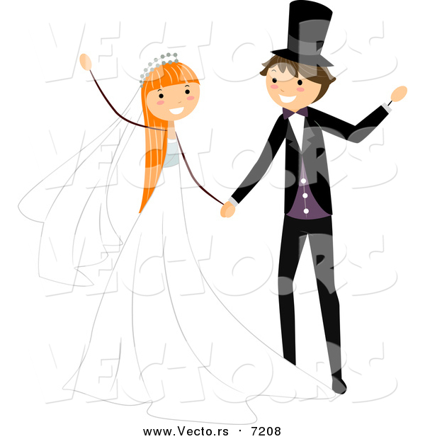Vector of a Happy Bride and Groom Dancing at Their Wedding