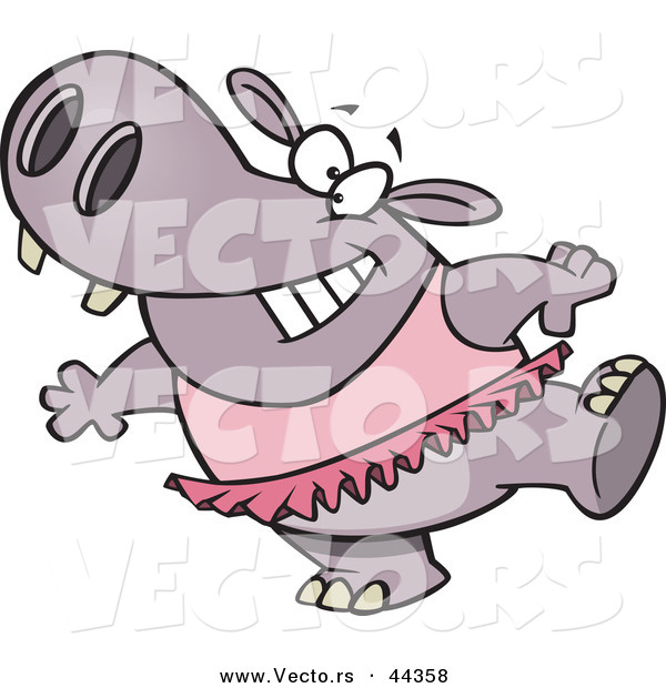 Vector of a Happy Cartoon Ballet Hippo in a Pink Tutu
