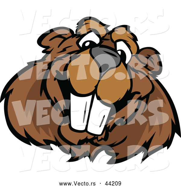 Vector of a Happy Cartoon Beaver Mascot Smiling