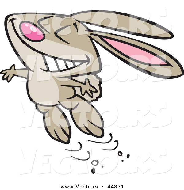 Vector of a Happy Cartoon Bunny Jumping with Glee