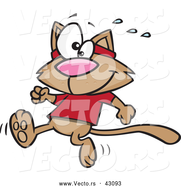 Vector of a Happy Cartoon Cat Jogging