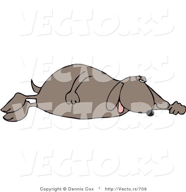 Vector of a Happy Cartoon Dog Resting on the Floor