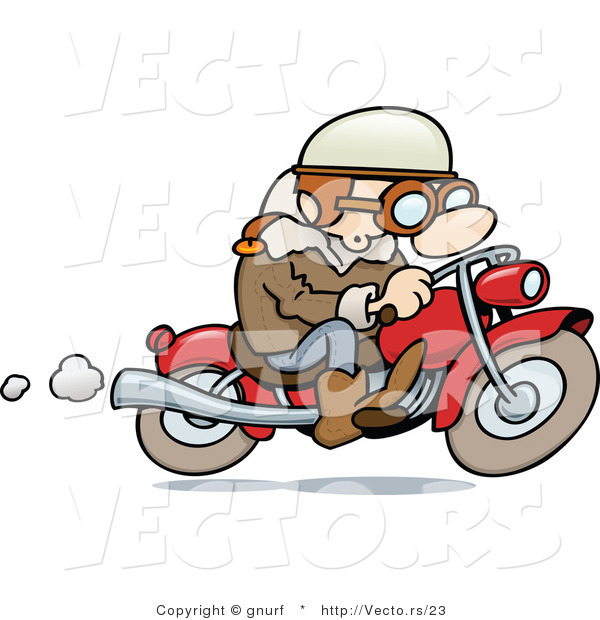 Vector of a Happy Cartoon Guy Riding His Motorcycle