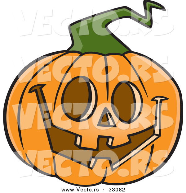 Vector of a Happy Cartoon Jackolantern Pumpkin Carving on Halloween