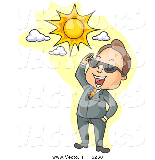 Vector of a Happy Cartoon Man Smiling on a Sunny Summer Day
