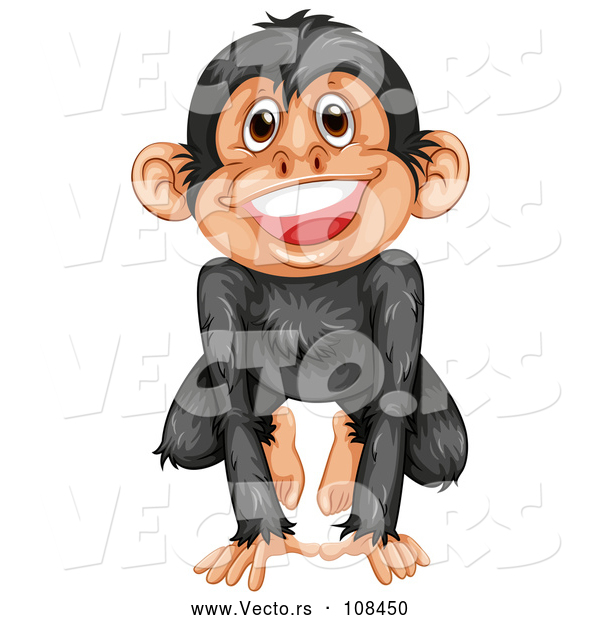 Vector of a Happy Cartoon Monkey