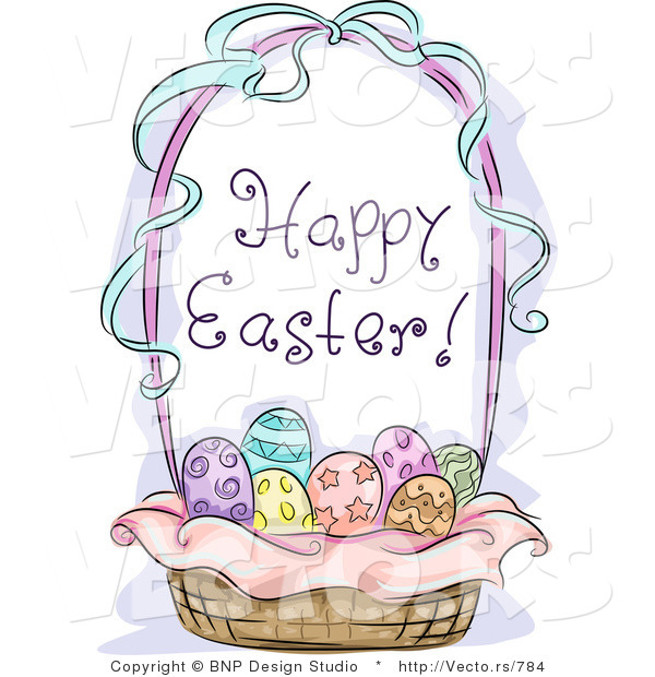 Vector of a Happy Easter Gift Basket