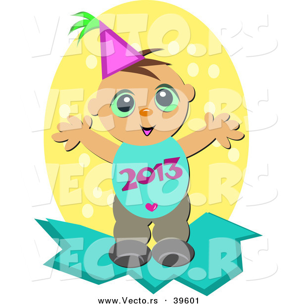 Vector of a Happy New Year Baby Boy with 2013 over His Belly