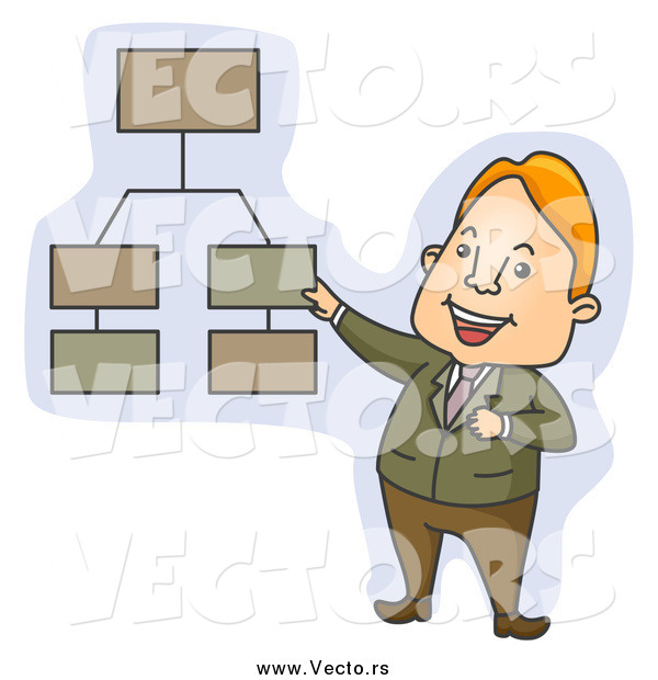 Vector of a Happy White Businessman Discussing a Chart